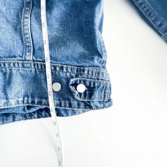 BLANK NYC Womens Denim Jacket Distressed Blue Long Sleeve Large - Picture 6 of 7